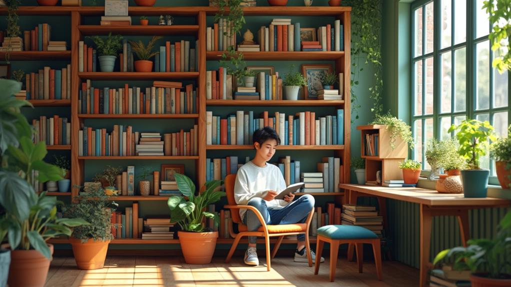 A boy reading a book